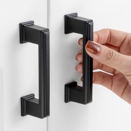 ASKANO 10 Pack 3 Inch Hole Centers, Matte Black Cabinet Pulls Black Cabinet Handles Black Kitchen Hardware for Cabinets ZP2206 Drawer Bedroom Dresser Bathroom Vanity Cupboard Closet