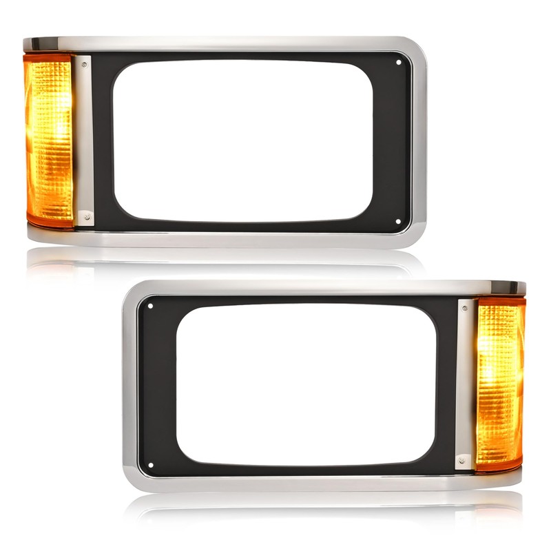 HECASA Headlight Bezels Compatible with 1990-2017 Mack CH613 SFA Hood