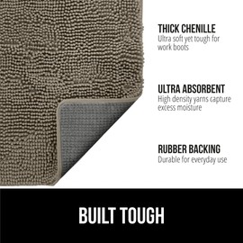 Gorilla Grip Felpudo de Felpilla Duradero para Interiores, Tapete Absorbente Suave, Tapetes Interiores para Lavar A Máquina, Tapetes de Alfombra de Perfil Bajo, 24X17, Capuchino