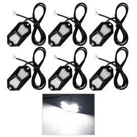 GZ5CG Led Rock Lights White 6 Pods 18LEDs 210 Degree Wide Angle IP68 Waterproof Aluminum Housing Underglow Underbody Lights 12v 24V for Truck UTV ATV Camper (6 Pods)