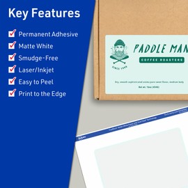 Avery TrueBlock Matte White Rectangle Labels with Sure Feed, 3" x 6", 75 Matte White Labels, Print-to-The-Edge, Laser/Inkjet Printable Labels, Great for Packaging and Product Labels