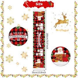 Christmas Table Runner Red Xmas Table Cloth Runner Merry Christmas Table Runner with Santa Claus Snowman Tree Reusable Dinner Table Decoration for Xmas New Year Holiday Party Decor Home 71*14 Inch