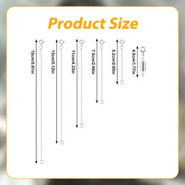 5pcs Necklace Extender Chains, 5 Sizes Bracelet Extender with Double Magnetic Necklace Clasp, Extension Chains Bracelet Jewelry Extenders for Women Jewelry Crafts Making(Silver)