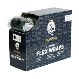Equinavia 20 Pack Self Adhesive 4 Inch Vet Wraps with Easy-Dispenser Case | Bandages for Horses, Pets, Sports, Tattoo - Black - 20 x 5 yd - Dark Green - 20 x 5 yd