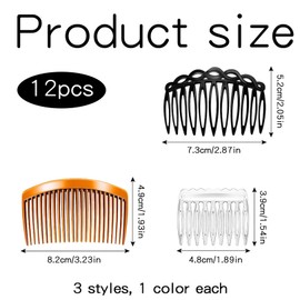 12 Stück Haarkamm zum Stecken,Steckkamm Haare,French Comb&Einsteckkamm für Haare,Comb Clips,Haarkämmchen zum Stecken,Kunststoff Steckkämme mit 9+11+23 Zähnen in Vier Farben Für Dickes und Feines Haar