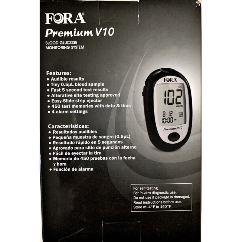 FORA Premium V10 Talking Blood Glucose Meter (English, Español)