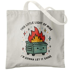 Veqzc Dumpster Fire Gifts Tote Bag, Funny Sarcastic Office Work Humor Gifts for Coworkers, This Little Light of Mine Dumpster Fire Cute Canvas Tote Bags for Women, Reusable Grocery Shopping Bag-02