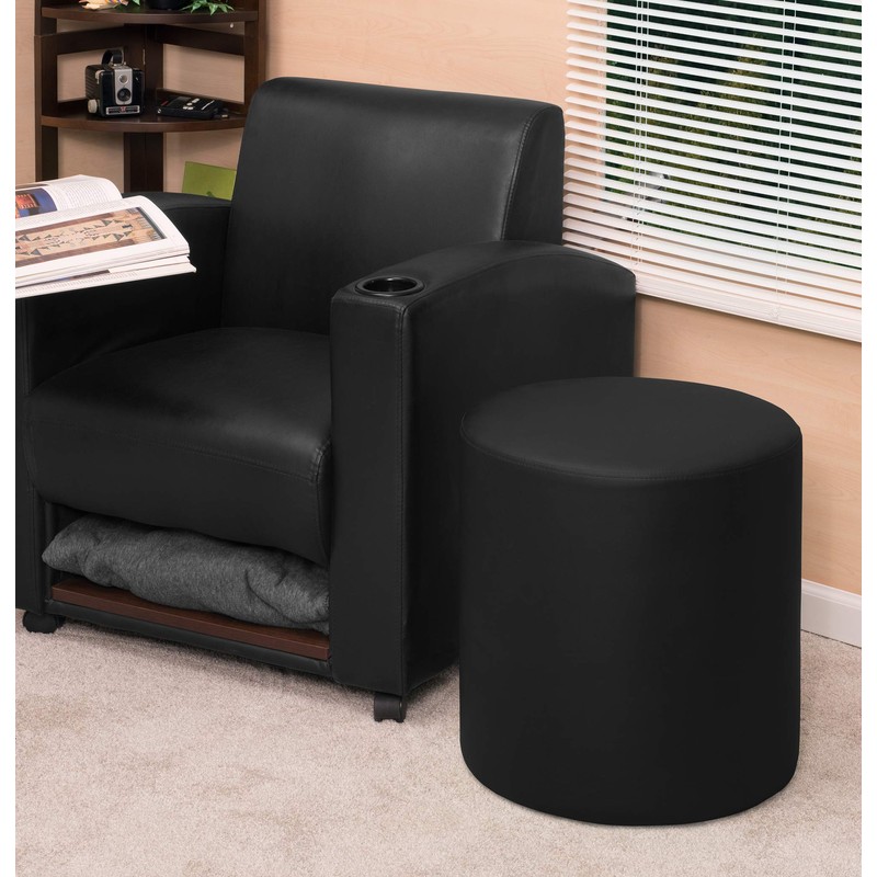 Logan Round Ottoman- Black