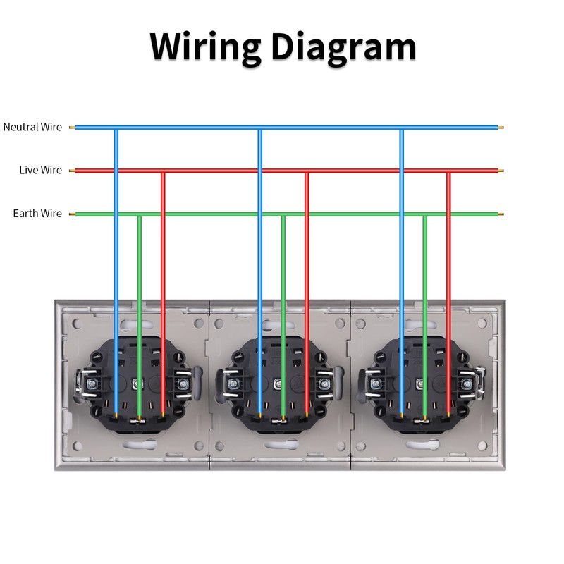 JIMEIDA Glass Socket 3 Compartments, 16 Amp Tempered Glass Panel