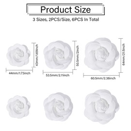 CHGCRAFT 6PCS Flower Shoes Embellishment White Polyester Artificial Decoration for Women Artificial Flower Ornament Accesories Appliques High Heels Pumps Shoe Accessories