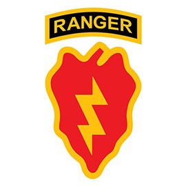US Army - 25th Infantry Division SSI With Ranger Tab Decal - Five Inch Tall Full Color Decal - Sticker