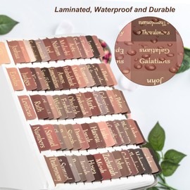 Gold Foil Earthy Brown Bible Tabs for Women/Men/Kids, 100 Laminated Catholic Bible Tabs, Old and New Testament, Index Tabs for Study Bible, Christian Gift