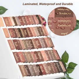 Gold Foil Earthy Brown Bible Tabs for Women/Men/Kids, 100 Laminated Catholic Bible Tabs, Old and New Testament, Index Tabs for Study Bible, Christian Gift