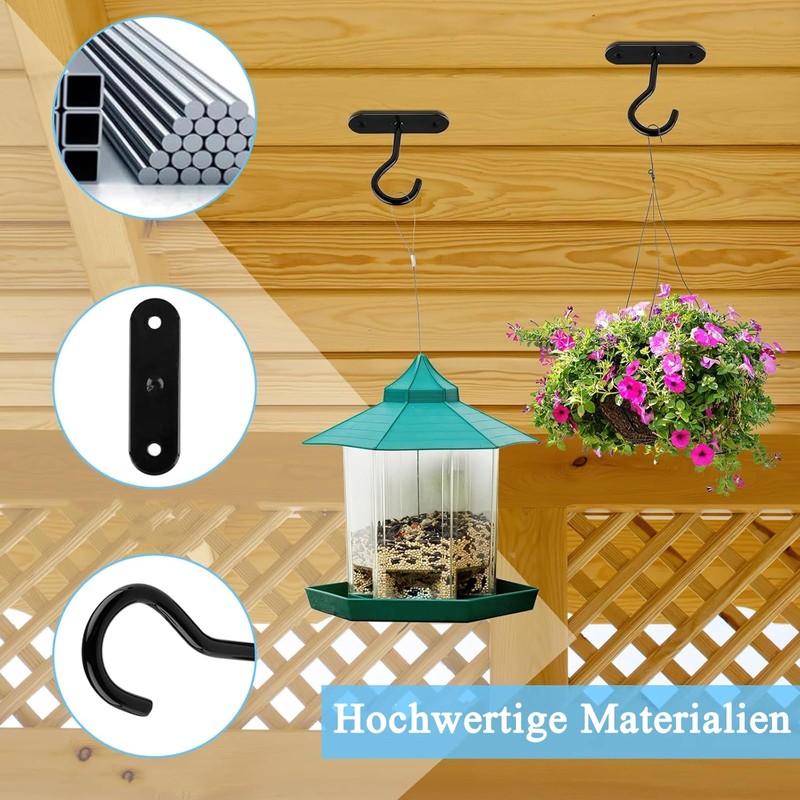 Pack of 4 Hanging Basket Brackets, 10 cm Wall Hooks