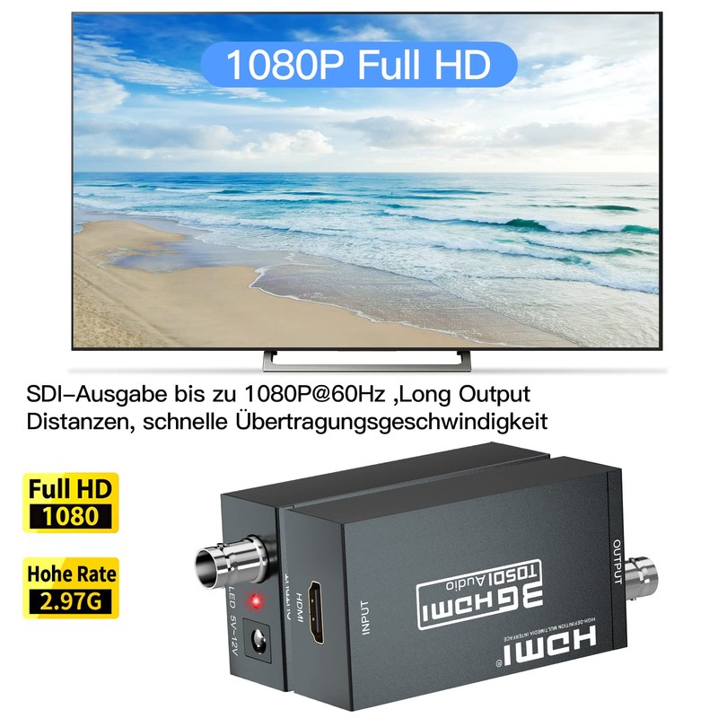 SHUITING HDMI to SDI Converter, HDMI to 3G-SDI/HD-SDI, HDMI Input