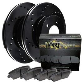 Fits 1982-1983 Jeep CJ5, CJ7 Front Black Drilled Brake Rotors+Ceramic Pads