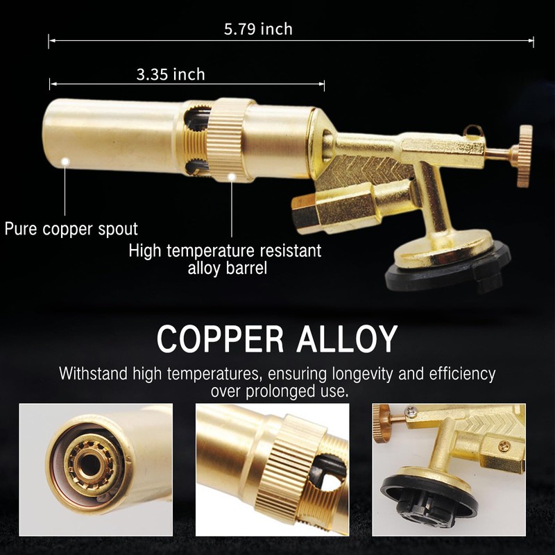 TECHPLUS Copper Alloy Butane Torch Head - Adjustable Flame Kitchen