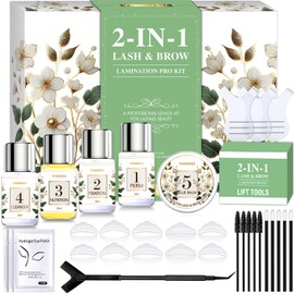 2-IN-1 Lash Lift & Brow Lamination Kit, DIY Home Kit for Naturally Fuller Brows & Lifted Lashes, Lasts Up to 6 Weeks with Proper Use, Easy-to-Follow Instructions Included