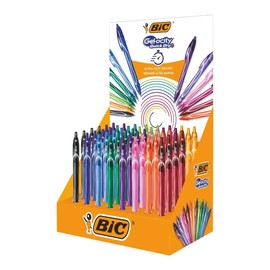 BIC Gel-Ocity Quick Dry Ballpoint Pen and Roller with 48 Retractable Ballpoint Pens Rubber Grip Medium Tip 0.7mm Ultra Fast Non Staining Paper Assorted