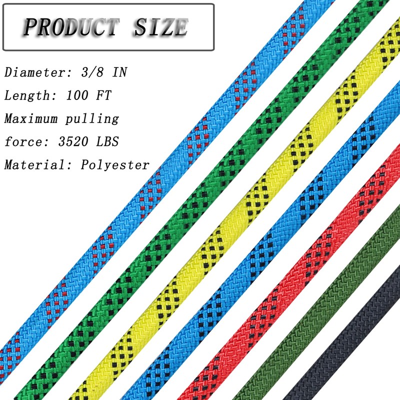 HOSTIC 3/8 Inch 100 Feet Braided Rope 3520 LBS High