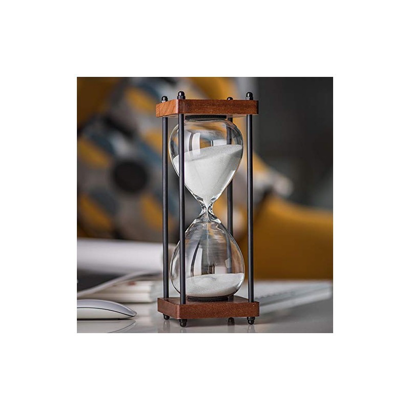 Large Hourglass Timer 60 Minute, Decorative Wooden Sandglass, White