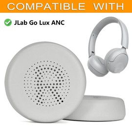 defean Ear Pads Compatible with JLab Go Lux ANC Wireless, Soft Leather Ear Pads, Noise Isolating Foam Replacement Ear Pads (Cloud White)