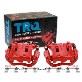 TRQ Front Performance Brake Caliper Set Red Compatible with 06-18 INFINITI 09-18 Nissan