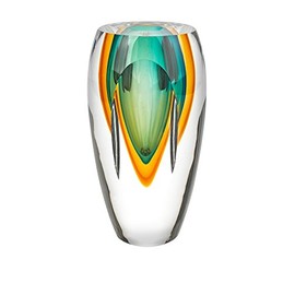 Badash Rimini Murano-Style Art Glass Vase 6" Tall Mouth-Blown Glass Bud Vase - Contemporary Home Decor Accent Piece