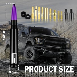 American Flag Car Bullet Antenna,Truck Exterior Decoration Accessories[New Upgrade Flag Design] Car Antenna Replacement for Car SUV Truck Most Auto Cars Antenna Accessories (Purple)