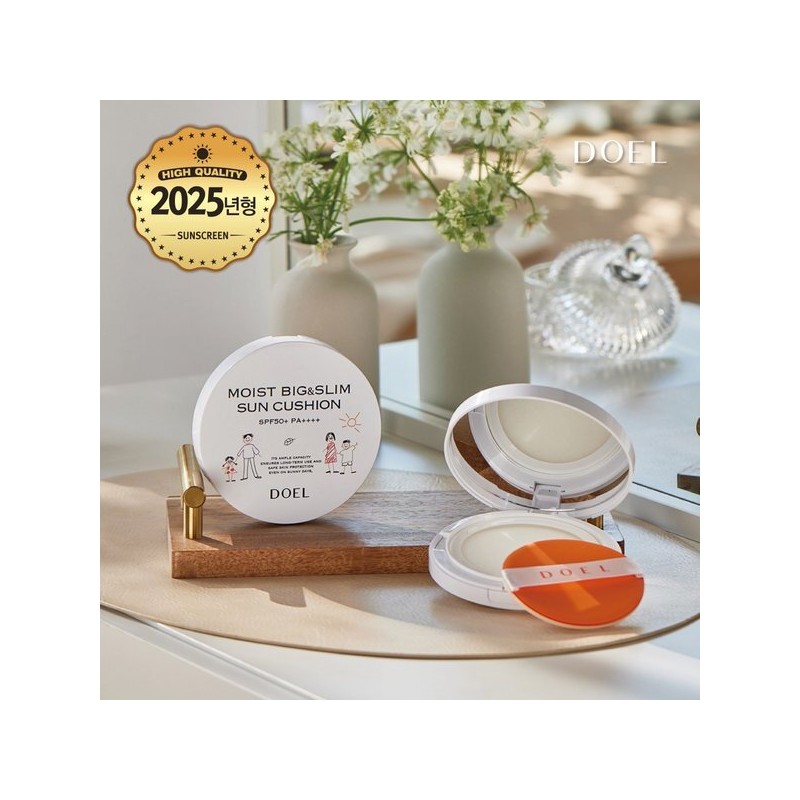Doel (도엘)(본품 1개) 도엘 촉촉 빅앤슬림 선쿠션 SPF50+ PA++++ 국내최대용량
