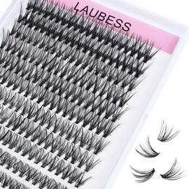 Eyelash Clusters LAUBESS Lash Clusters Individual Lashes Mixed Tray Cluster Lashes Kit DIY Lash Extensions at Home Fake Lashes Soft (30D-0.07D-16)