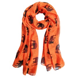 v28 Gorgeous Blue Elephant Print Long & Soft Scarf Shawl/Wrap - Large (Orange)