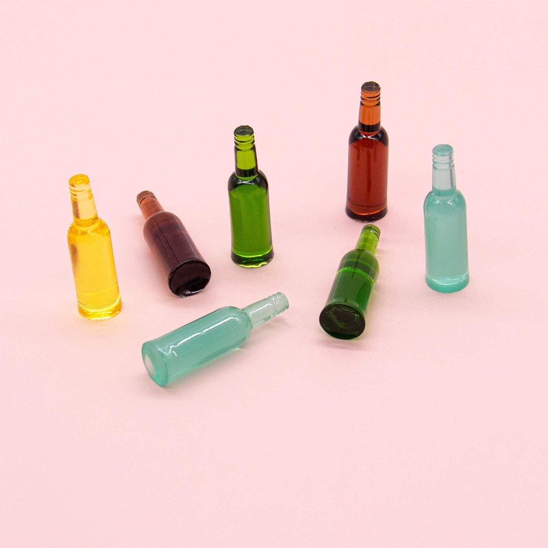 AUEAR, 24 Pieces Lovely Miniature Beer Bottles 1-3/8"x3/8" for 1:12