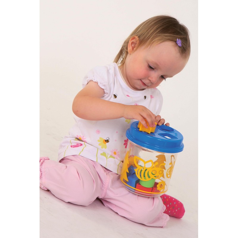 GOWI 453-20 Steckbox Biene mit Pyramide 20teilig, Stapel- und Geschicklichkeitsspielzeug