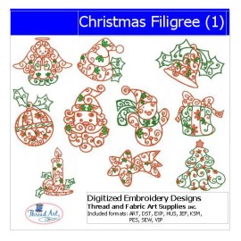 Threadart Embroidery Design Set - Christmas Filigree - 10 Designs - 9 Formats - USB Stick
