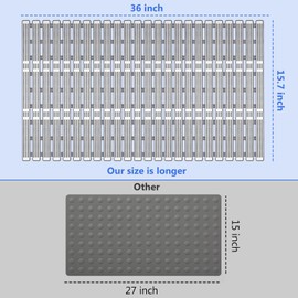 Bath Tub Shower Mat Non Slip Extra Long 36 x15.7Inch Bathroom Shower Floor Mat Bath Mats for Shower Tub with Suction Cups Drain Holes DIY Tailoring(White)