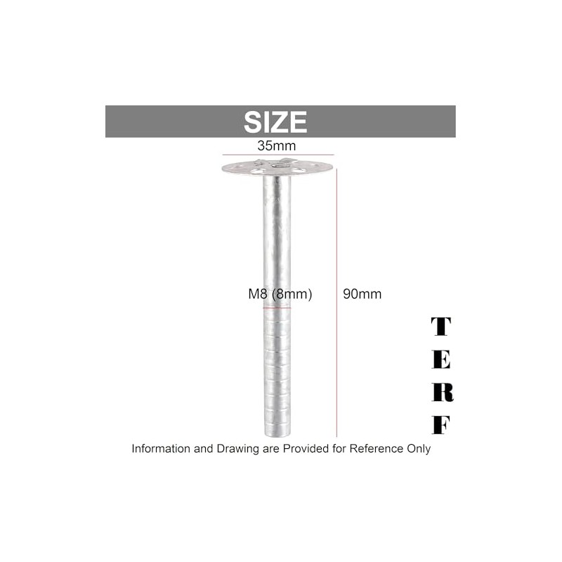TERF® M8 X 90mm Metal Insulation Fixing Anchor M8 (8mm)