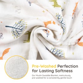 MIA EMILIA Premium Muslin Swaddle Blankets, Gender Neutral, Silky, pre-Washed for Zero Shrinkage. Generously Sized, Thicker & Soft for Baby Comfort. 47x47 inches.(Grey Forest)