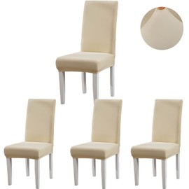 ARNTY Chair Covers, Set of 4/6, Jacquard Dining Room Chair Covers, Swing Chairs, Universal Covers for Chairs for Dining Room, Hotel, Kitchen, Ceremony (Champagne, Set of 4)