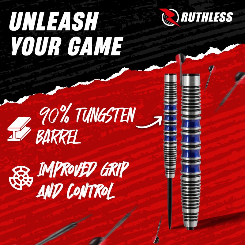 RUTHLESS Blue Falcon Professional Tungsten Steeltip Darts Set in 23g