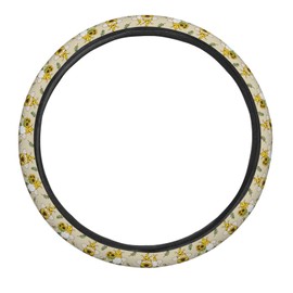 Buyidec Gnomes Bees and Sunflowers Steering Wheel Covers Anti Slip Elasticity Car Accessories Steering Wheel Protector Universal 15 Inch for Cars SUV Vehicle Truck, Multicolor8