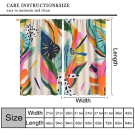 Colorful Flower Window Curtains,Abstract Bright Flower Blossom Botanical Print Rod Pocket Curtain Light Filtering Drapes for Bedroom Living Room Dining Room 2 Panels Decor,42x45in
