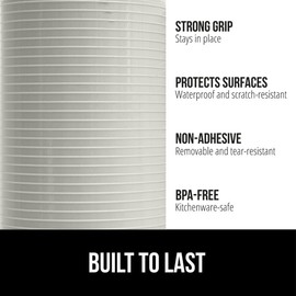 Gorilla Grip DuraGuard Shelf Liner, Non-Adhesive Cabinet Liners for Kitchen Drawers, Shelves, Refrigerator, Pantry Storage, Bathroom Closet, Durable Waterproof BPA Free Ribbed Plastic, 17.5x10 Lt Gray