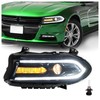 HECASA Left Headlight Assembly with Bulb&LED Compatible with 2015-2023 Dodge