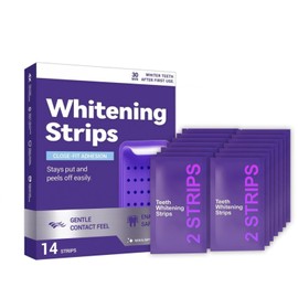 Gentle Daily Purple Teeth Whitening Strips – Enamel-Friendly, No Peroxide Formula for Sensitive Teeth, Reduce Surface Coffee & Tea Stains, Portable Teeth Care for Home & Travel (14 Strips)