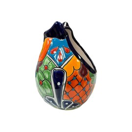 Talavera Owl Planter Pot Mexican Pottery Folk Art Cute Hand Painted Multicolor Home Decor Outdoor Indoor 9.25" (P5)