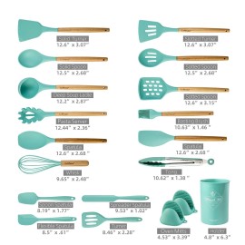 LeMuna Cooking Utensils Set, 18pcs Kitchen Silicone Utensils, Heat Resistant ...