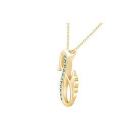 AFFY Simulated Blue Aquamarine Duck Infinity Pendant Necklace in 14K Yellow Gold Over Sterling Silver