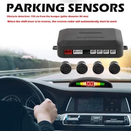 Car Parking Sensor, BessieSparks Rear Reversing Radar System with 4 Sensors, Wireless Reverse Backup LED Alarm Buzzer Reminder 5 Colors