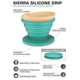 COLETTI Sierra Camping Pour Over Coffee Dripper — Collapsible Pour Over Coffee Dripper — Includes Pack of Paper Filters [Teal, Pack of 2]